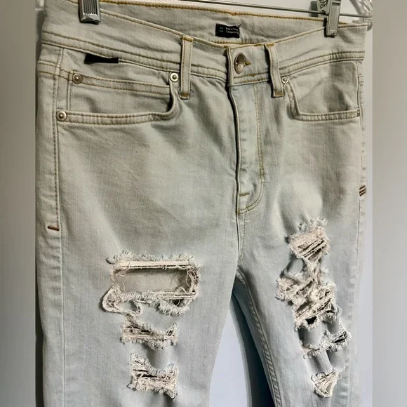 BDG MENS SKINNY STRETCH DISTRESSED LIGHT COLORED JEANS 32x30 URBAN OUTFITTERS - Picture 3 of 9